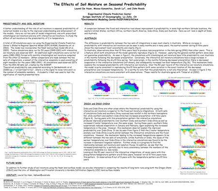 INDIA and INDO-CHINA India and Indo-China are other areas where the theoretical predictability using the interactive soil moisture is superior to the fixed.