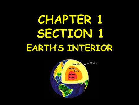 CHAPTER 1 SECTION 1 EARTH’S INTERIOR.