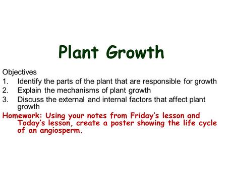 Plant Growth Objectives