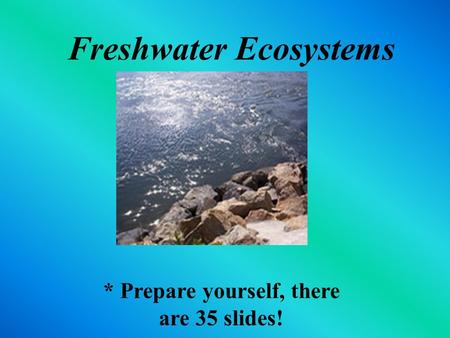 Freshwater Ecosystems * Prepare yourself, there are 35 slides!