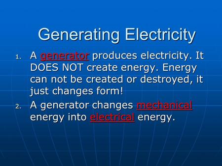 Generating Electricity