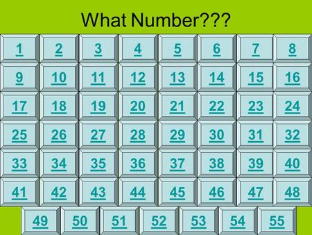 What Number??? 12345678 910111213141516 1718192021222324 2526272829303132 3334353637383940 4142434445464748 49505152535455.