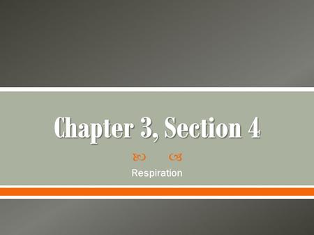  Respiration.  Respiration:  Respiration: cells break down simple food molecules such as sugar and release the energy they contain carbohydrates 