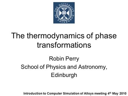 The thermodynamics of phase transformations