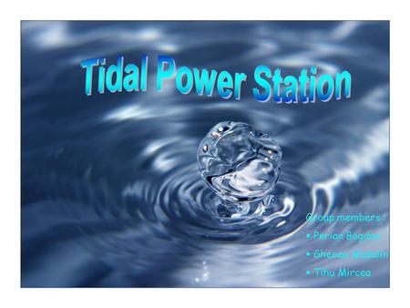 Tidal Power Station Group members : Perian Bogdan Ghenea Madalin