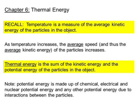 Chapter 6: Thermal Energy