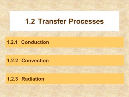 1.2 Transfer Processes Conduction Convection