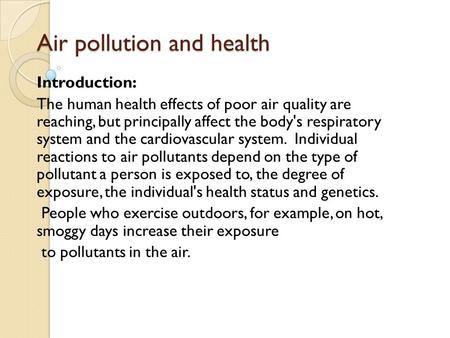 Air pollution and health