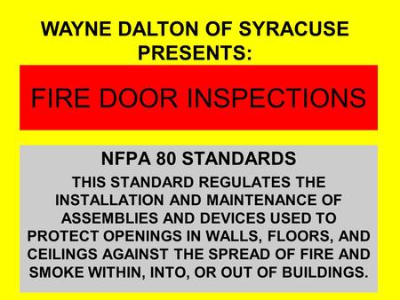 WAYNE DALTON OF SYRACUSE PRESENTS: