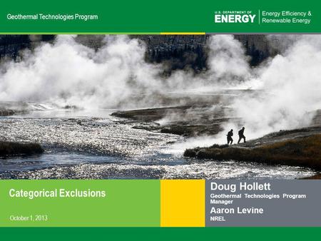 1 | US DOE Geothermal Programeere.energy.gov Public Service of Colorado Ponnequin Wind Farm Geothermal Technologies Program Categorical Exclusions Doug.