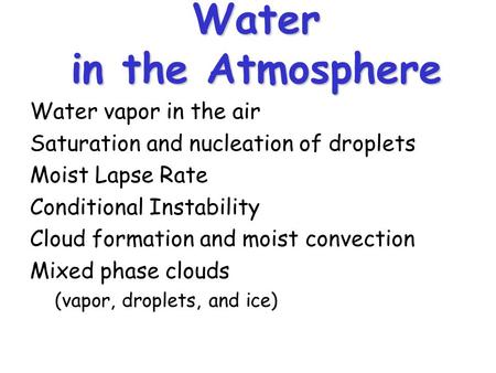 Water in the Atmosphere