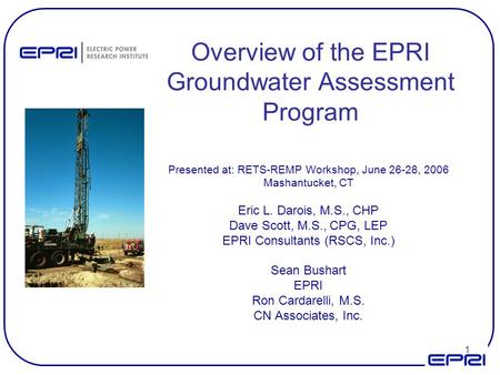 Overview of the EPRI Groundwater Assessment Program