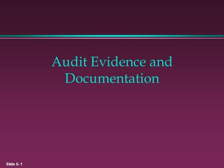 Audit Evidence and Documentation