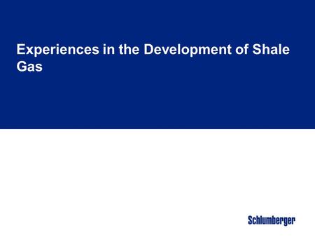 Experiences in the Development of Shale Gas