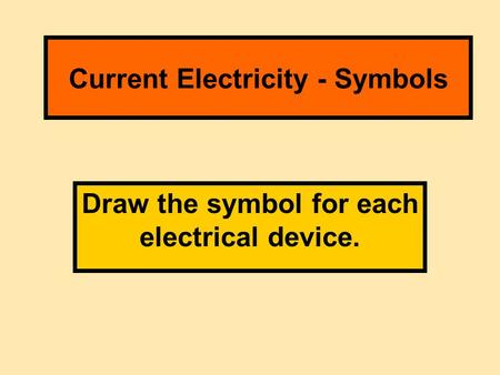 Current Electricity - Symbols