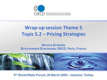 Wrap-up session Theme 5 Topic 5.2 – Pricing Strategies 5 th World Water Forum, 20 March 2009 – Istanbul, Turkey Monica Scatasta Environment Directorate,