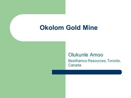 Olukunle Amoo BestKamco Resources, Toronto, Canada