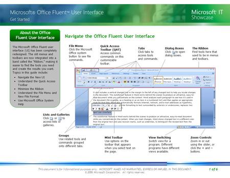 1 of 6 This document is for informational purposes only. MICROSOFT MAKES NO WARRANTIES, EXPRESS OR IMPLIED, IN THIS DOCUMENT. © 2006 Microsoft Corporation.