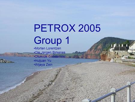 PETROX 2005 Group 1 Morten Lorentzen Ole Jørgen Birkenes Olumide Gbadamosi Huijuan Yu Wijaya Zein.