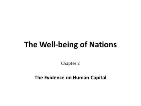 The Well-being of Nations