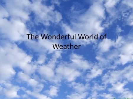 The Wonderful World of Weather