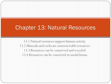 Chapter 13: Natural Resources