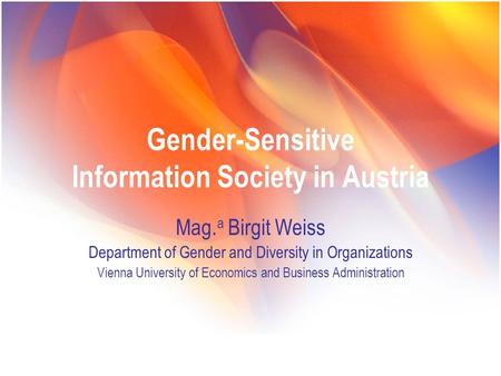 Gender-Sensitive Information Society in Austria