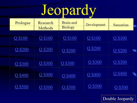 Jeopardy Q $100 Q $100 Q $100 Q $100 Q $100 Q $200 Q $200 Q $200