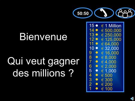 Bienvenue Qui veut gagner des millions ?