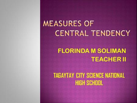 Measures of Central Tendency