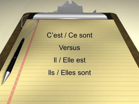 C’est / Ce sont Versus Il / Elle est Ils / Elles sont.