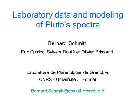 Laboratory data and modeling of Pluto’s spectra