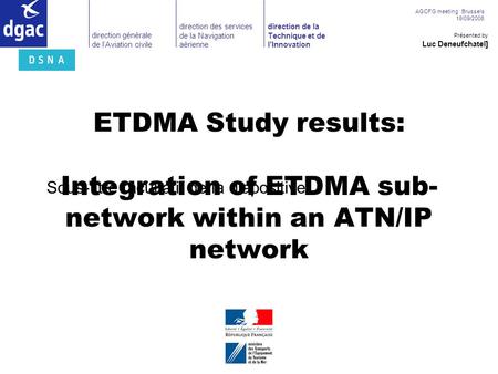 Direction générale de lAviation civile direction de la Technique et de lInnovation direction des services de la Navigation aérienne AGCFG meeting Brussels.