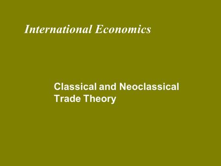 International Economics