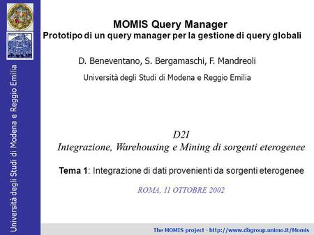 Prototipo di un query manager per la gestione di query globali