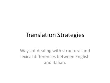 Translation Strategies