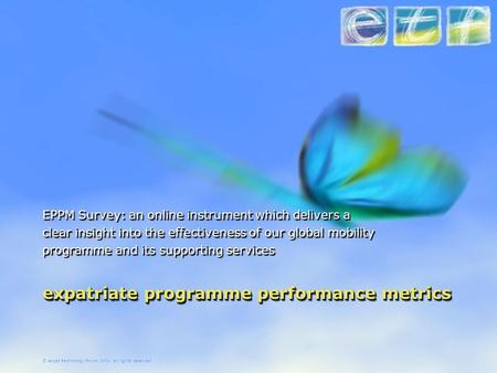 © expat technology forum 2004 all rights reserved expatriate programme performance metrics EPPM Survey: an online instrument which delivers a clear insight.