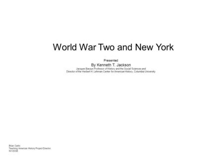 World War Two and New York