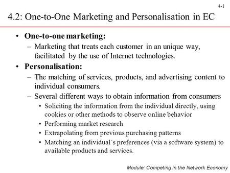 4.2: One-to-One Marketing and Personalisation in EC