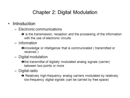 Chapter 2: Digital Modulation