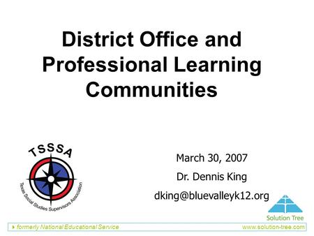 District Office and Professional Learning Communities