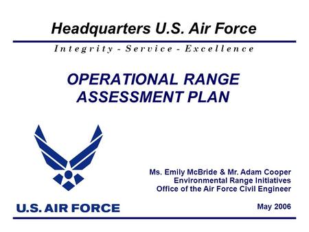 OPERATIONAL RANGE ASSESSMENT PLAN