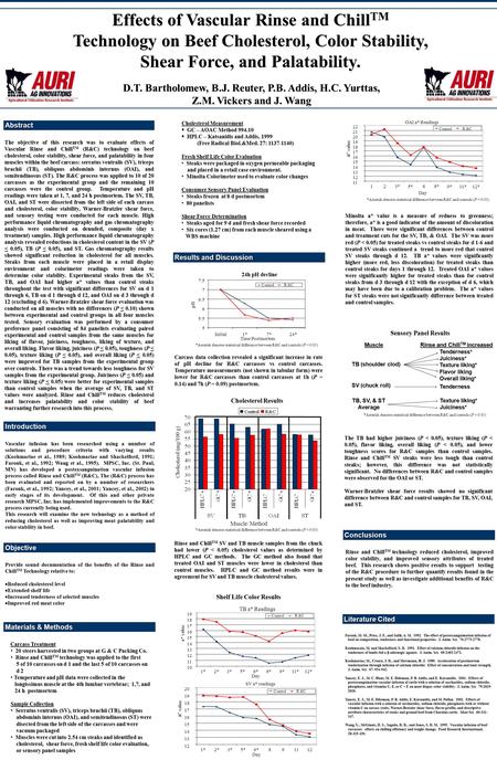 Effects of Vascular Rinse and ChillTM Technology on Beef Cholesterol, Color Stability, Shear Force, and Palatability. D.T. Bartholomew, B.J. Reuter, P.B.