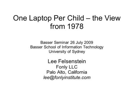 One Laptop Per Child – the View from 1978