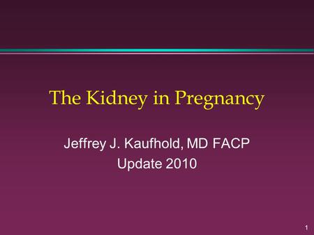 The Kidney in Pregnancy