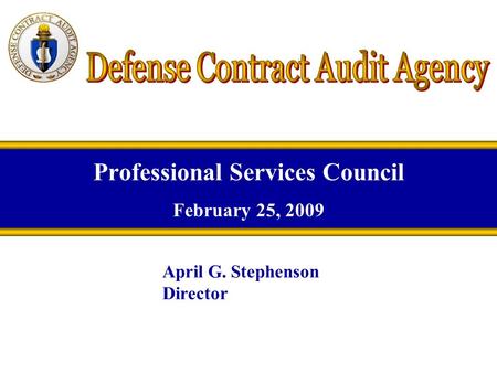 Professional Services Council February 25, 2009 April G. Stephenson Director.