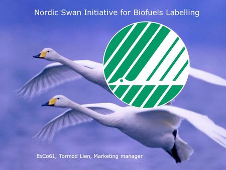 Nordic Swan Initiative for Biofuels Labelling ExCo61, Tormod Lien, Marketing manager.