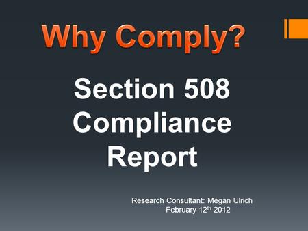 Section 508 Compliance Report