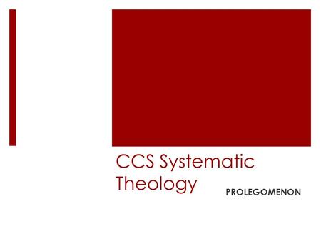 CCS Systematic Theology