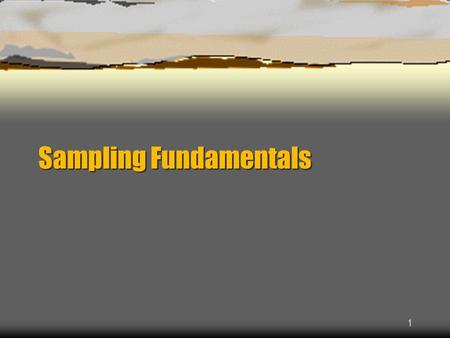 Sampling Fundamentals